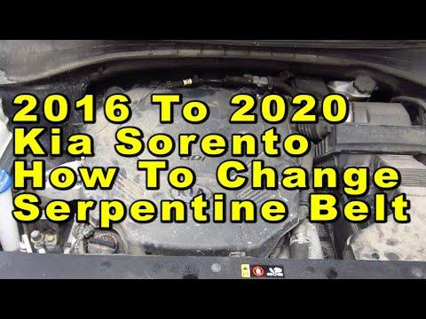 Kia Sorento How To Change Serpentine Accessory Belt 2016 2017 2018 2019 &amp; 2020 3rd With Part Numbers