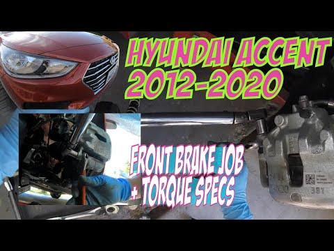 ⫷ Hyundai Accent Front Brake Job: Remove &amp; Replace Front Pads &amp; Rotors w/ torque specs ⫸
