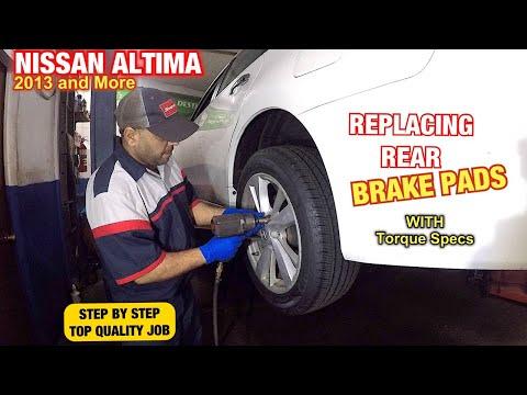 How to replace rear brake pads on Nissan Altima 2013 and UP, with torque specs and tools
