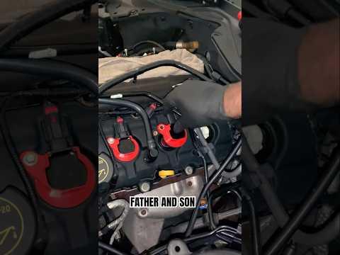 Installing new ignition coils and spark plugs on a Ford Mustang #fatherson #mustang