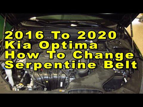 Kia Optima How To Change Serpentine Belt 2016 2017 2018 2019 &amp; 2020 4th Gen With Part Numbers