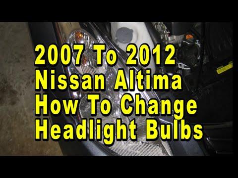 Nissan Altima How To Change Headlight Bulbs 2007 2008 2009 2010 2011 &amp; 2012 With Part Numbers