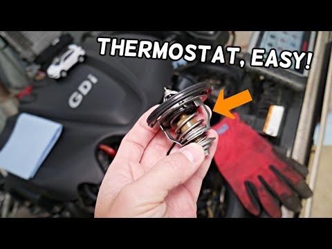 HYUNDAI SANTA FE THERMOSTAT REPLACEMENT REMOVAL LOCATION, WHERE IS THERMOSTAT