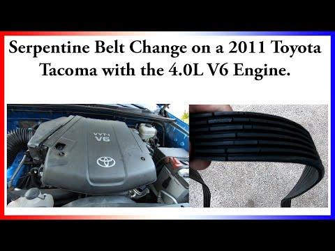 Serpentine Drive Belt Replacement on a 2011 2nd Gen Toyota Tacoma with the 4.0L V6 engine.