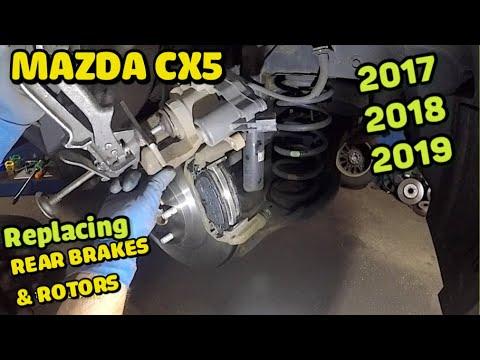 How to replace rear brake pads and rotors on Mazda CX5 2017 2018 2019 + with EPB