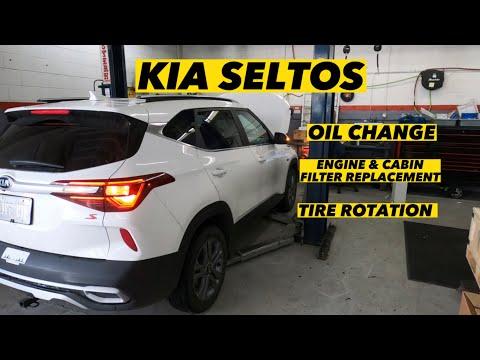 How to Change Engine Oil, tire rotation, engine filter and cabin filter replacement on KIA Seltos.