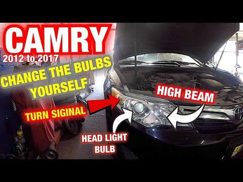 Toyota Camry 2013 and up replace head light bulb with bulb size and turn signal bulb  DIY