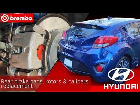 How to replace rear brake pads, rotors, and calipers Hyundai Veloster Turbo 2016 🔧 Step by step🔧