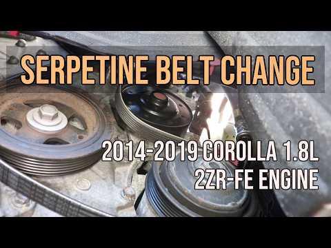 Serpentine Belt Change, 2014-2019 Toyota Corolla 1.8L 2ZR-FE Engine 2015,2016,2017,2018,2019