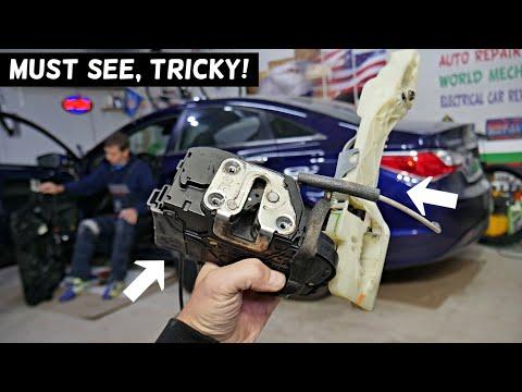 HYUNDAI SONATA FRONT DOOR LOCK ACTUATOR REPLACEMENT REMOVAL, DOOR HANDLE ASSEMBLY
